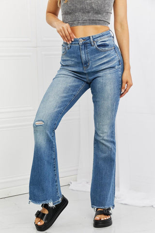 RISEN Full Size Iris High Waisted Flare Jeans - Crazy Daisy Boutique