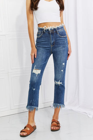 RISEN Full Size Undone Chic Straight Leg Jeans - Crazy Daisy Boutique