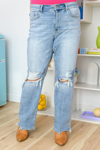 Rose High Rise 90's Straight Jeans in Light Wash - Crazy Daisy Boutique