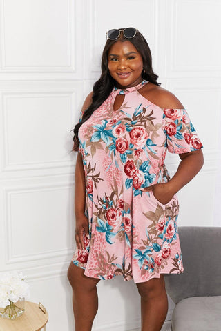 Sew In Love Full Size Fresh-Cut Flowers Cold-Shoulder Dress - Crazy Daisy Boutique