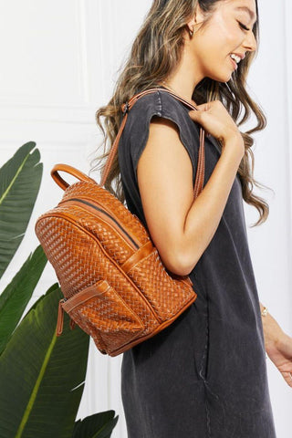 SHOMICO Certainly Chic Faux Leather Woven Backpack - Crazy Daisy Boutique