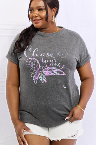 Simply Love Full Size CHASE YOUR DREAMS Graphic Cotton Tee - Crazy Daisy Boutique