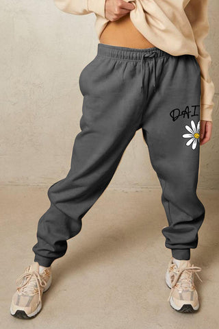 Simply Love Full Size Drawstring DAISY Graphic Long Sweatpants - Crazy Daisy Boutique