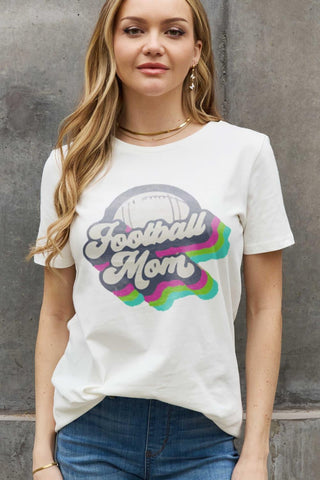 Simply Love Full Size FOOTBALL MOM Graphic Cotton Tee - Crazy Daisy Boutique