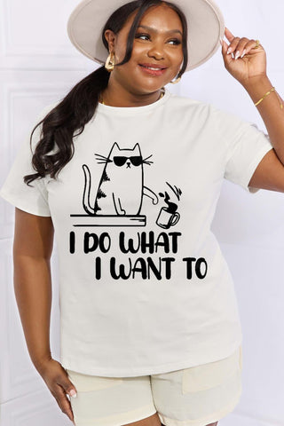 Simply Love Full Size I DO WHAT I WANT TO Graphic Cotton Tee - Crazy Daisy Boutique