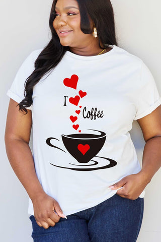 Simply Love Full Size I LOVE COFFEE Graphic Cotton Tee - Crazy Daisy Boutique
