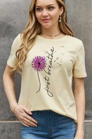 Simply Love Full Size JUST BREATHE Graphic Cotton Tee - Crazy Daisy Boutique