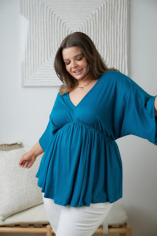 Storied Moments Draped Peplum Top in Teal - Crazy Daisy Boutique