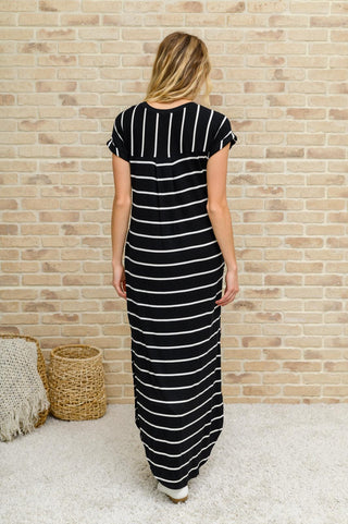 Striped Maxi Dress In Black - Crazy Daisy Boutique