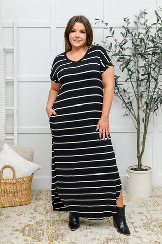 Striped Maxi Dress In Black - Crazy Daisy Boutique