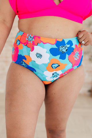 Panama Floral Print High Waisted Swim Bottoms - Crazy Daisy Boutique