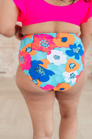 Panama Floral Print High Waisted Swim Bottoms - Crazy Daisy Boutique