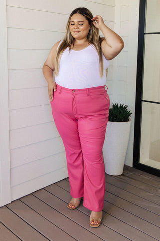 Tanya Control Top Faux Leather Pants in Hot Pink - Crazy Daisy Boutique