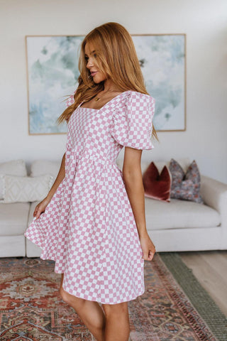 The Moment Checkered Babydoll Dress - Crazy Daisy Boutique