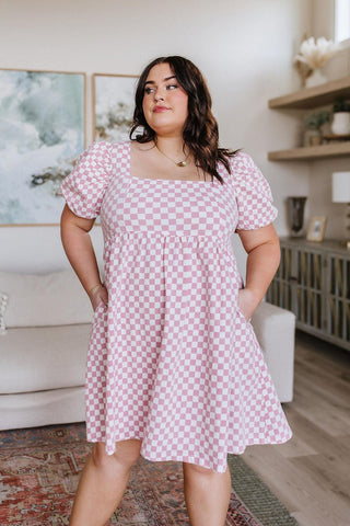 The Moment Checkered Babydoll Dress - Crazy Daisy Boutique