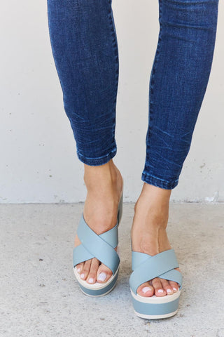 Weeboo Cherish The Moments Contrast Platform Sandals in Misty Blue - Crazy Daisy Boutique