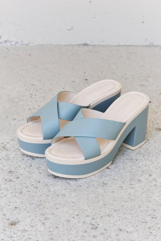 Weeboo Cherish The Moments Contrast Platform Sandals in Misty Blue - Crazy Daisy Boutique