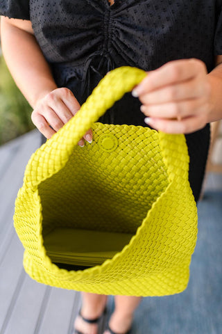 Woven and Worn Tote in Citron - Crazy Daisy Boutique