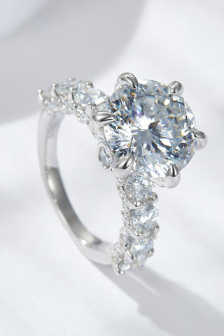 3-Carat Moissanite Platinum-Plated Side Stone Ring - Crazy Daisy Boutique