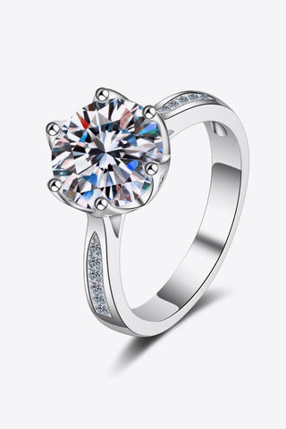 3 Carat Moissanite Rhodium-Plated Side Stone Ring - Crazy Daisy Boutique