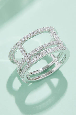 Adored Moissanite Cutout Wide Ring - Crazy Daisy Boutique