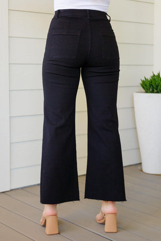 August High Rise Wide Leg Crop Jeans in Black - Crazy Daisy Boutique