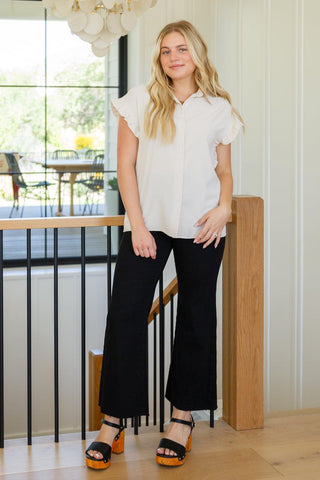 August High Rise Wide Leg Crop Jeans in Black - Crazy Daisy Boutique