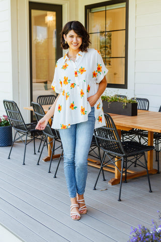 Blissed Out Button Up Babydoll Tunic - Crazy Daisy Boutique