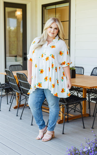 Blissed Out Button Up Babydoll Tunic - Crazy Daisy Boutique