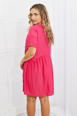 BOMBOM Another Day Swiss Dot Casual Dress in Fuchsia - Crazy Daisy Boutique