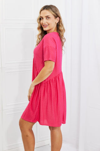 BOMBOM Another Day Swiss Dot Casual Dress in Fuchsia - Crazy Daisy Boutique