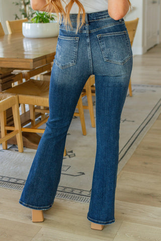 Carina High Rise Vintage Wash Flare Jeans - Crazy Daisy Boutique
