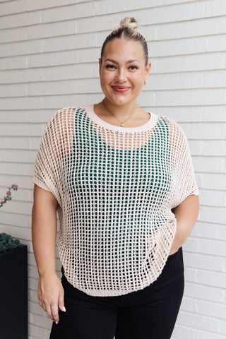 Coastal Dreams Fishnet Top in Cream - Crazy Daisy Boutique