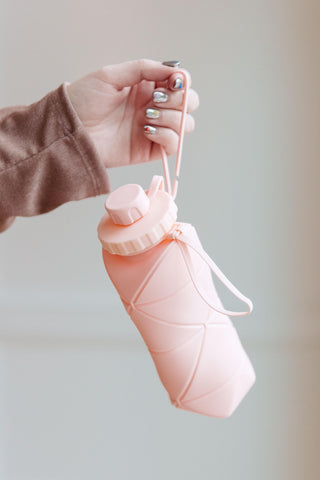 Collapsing Silicon Water Bottle in Diamond Pink - Crazy Daisy Boutique