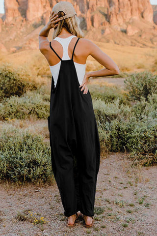 Double Take V-Neck Sleeveless Jumpsuit with Pocket - Crazy Daisy Boutique