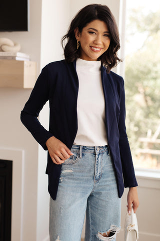 Fitted Blazer in Navy - Crazy Daisy Boutique