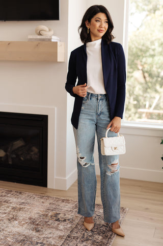 Fitted Blazer in Navy - Crazy Daisy Boutique