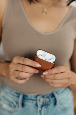 Genuine Leather Airpod Pro Protective Case in Brown - Crazy Daisy Boutique