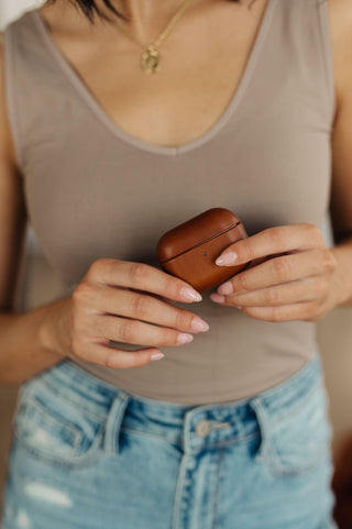 Genuine Leather Airpod Pro Protective Case in Brown - Crazy Daisy Boutique