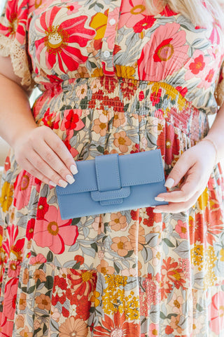 Hello Spring Oversized Wallet in Light Blue - Crazy Daisy Boutique