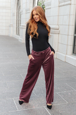 High Society Velvet Wide Leg Trousers - Crazy Daisy Boutique