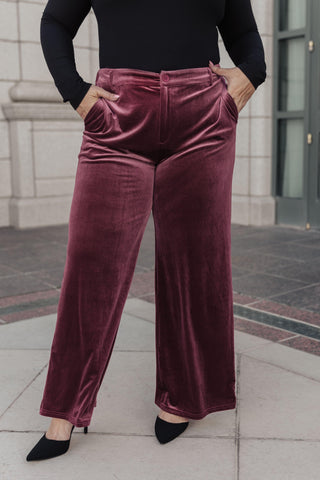 High Society Velvet Wide Leg Trousers - Crazy Daisy Boutique