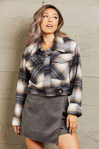 HYFVE Put In Work Semi Cropped Plaid Shacket - Crazy Daisy Boutique