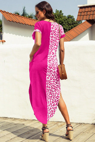 Leopard Color Block Split Dress - Crazy Daisy Boutique