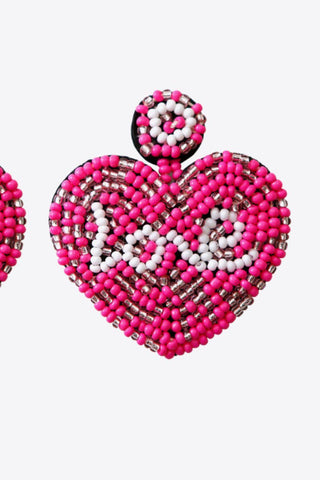 LOVE Beaded Heart Earrings - Crazy Daisy Boutique