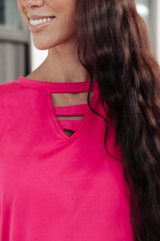 Lovely Ladder V Neck Top in Pink - Crazy Daisy Boutique