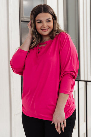 Lovely Ladder V Neck Top in Pink - Crazy Daisy Boutique