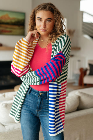 Marquee Lights Striped Cardigan - Crazy Daisy Boutique