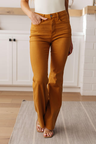 Melinda High Rise Control Top Flare Jeans in Marigold - Crazy Daisy Boutique
