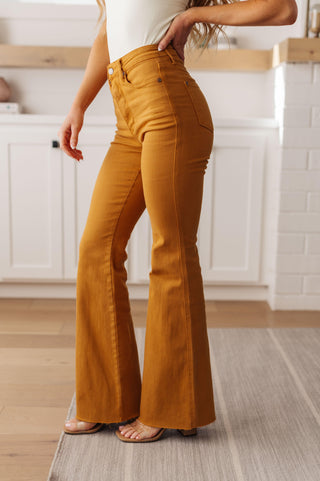 Melinda High Rise Control Top Flare Jeans in Marigold - Crazy Daisy Boutique